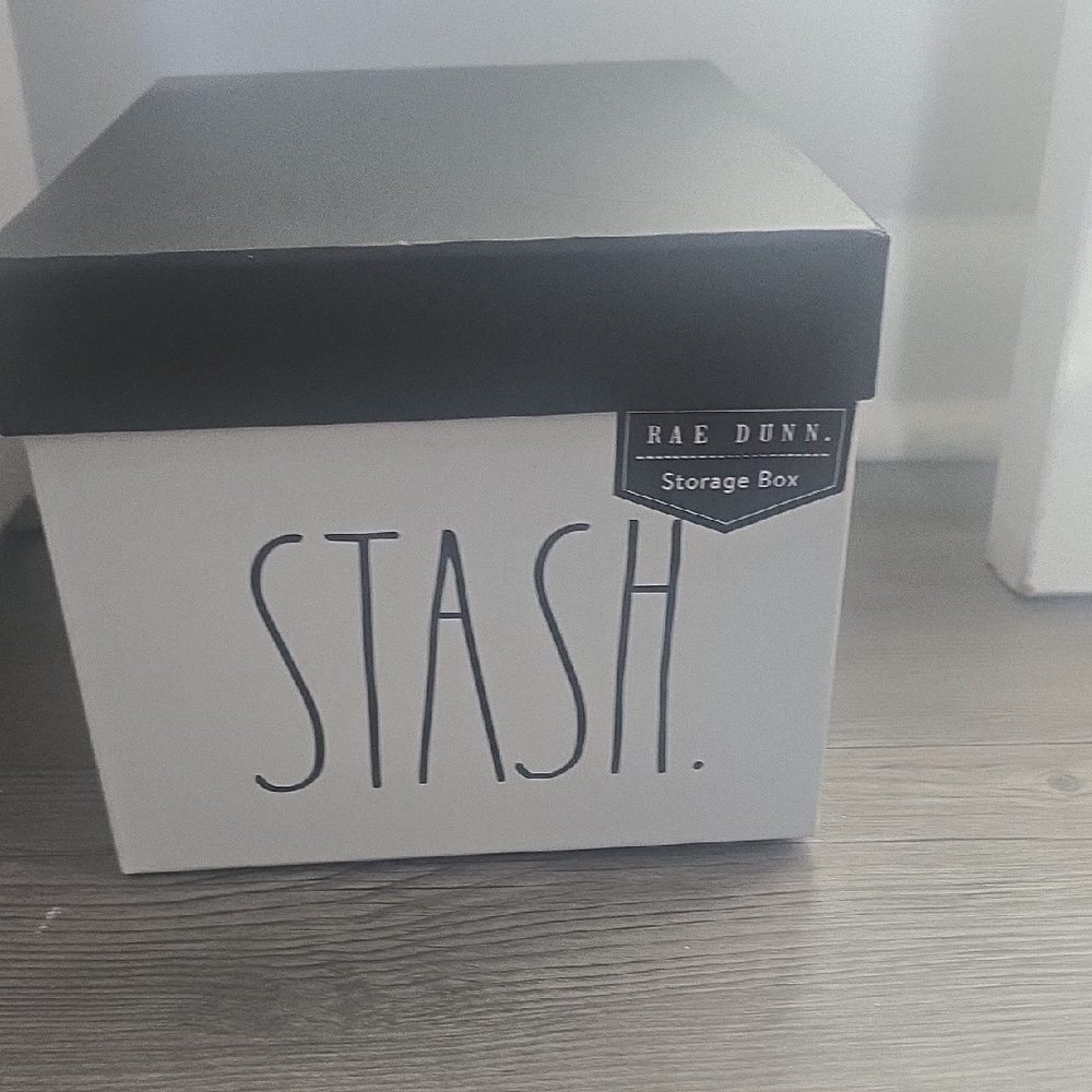 Rae Dunn Black and White Stash Box